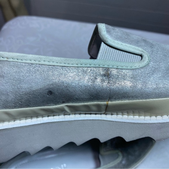 Donald J. Pliner Belize RZ Metallic Silver & Blue Suede Leather Loafers Slip On - Picture 2 of 11